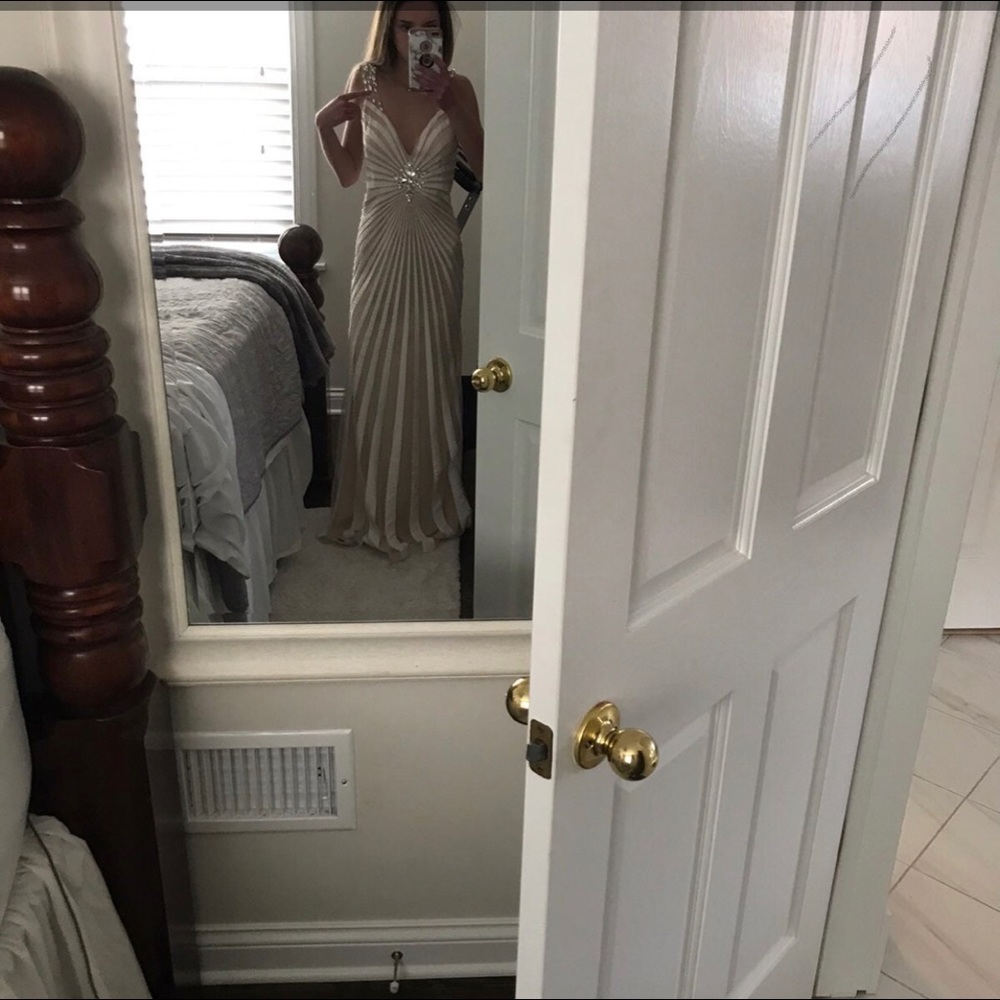 Nude and White Prom Dress
